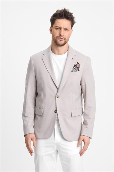 Marcio Erkek Krem Pamuk Karışımlı Esneyen Kumaş Mono Yaka Slim Fit Spor Blazer Ceket