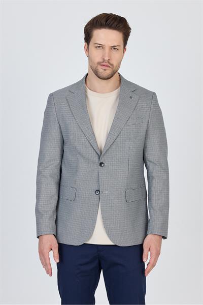 Martinelli Erkek Koyu Lacivert Ufak Desenli Polyviskon Kumaşlı Spor Blazer Ceket
