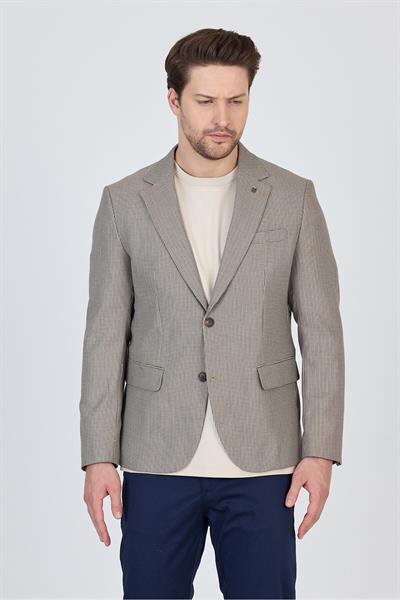 Martinelli Erkek Vizon Ufak Desenli Polyviskon Kumaşlı Spor Blazer Ceket