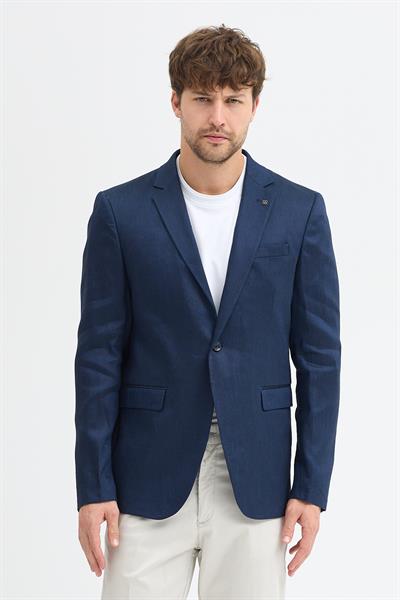 Mellito Erkek Lacivert Poliviskon Kumaşlı Slim Fit Spor Blazer Ceket