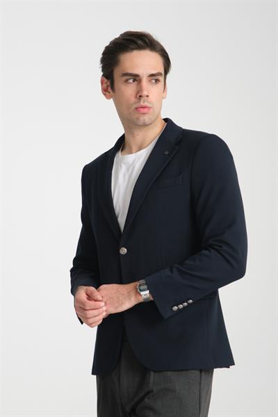 Metal Düğmeli Modern Erkek Blazer Mono Yaka Spor Ceket Örme