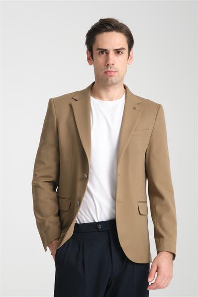 Metal Düğmeli Modern Erkek Blazer Mono Yaka Spor Ceket Örme