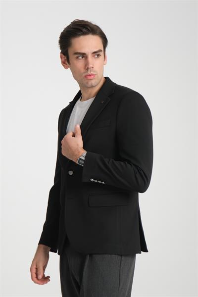 Metal Düğmeli Modern Erkek Blazer Mono Yaka Spor Ceket Örme
