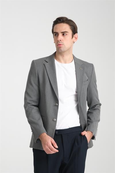 Metal Düğmeli Modern Erkek Blazer Mono Yaka Spor Ceket Örme