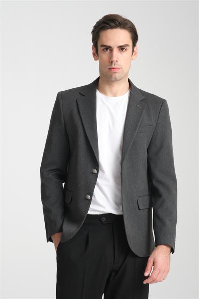 Metal Düğmeli Modern Erkek Blazer Mono Yaka Spor Ceket Örme