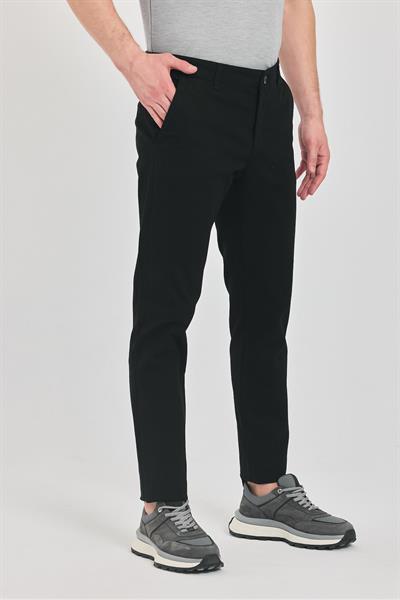Milano Erkek Siyah Pamuklu Likralı Slim Fit Pantalon