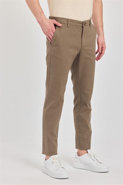 Milano Erkek Vizon Pamuklu Likralı Slim Fit Pantalon