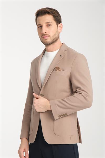 Modern Erkek Blazer Mono Yaka Esneyen Astarsız Ceket