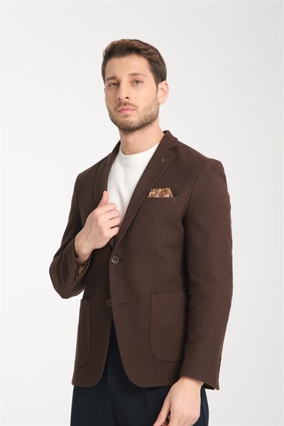 Modern Erkek Blazer Mono Yaka Esneyen Astarsız Ceket
