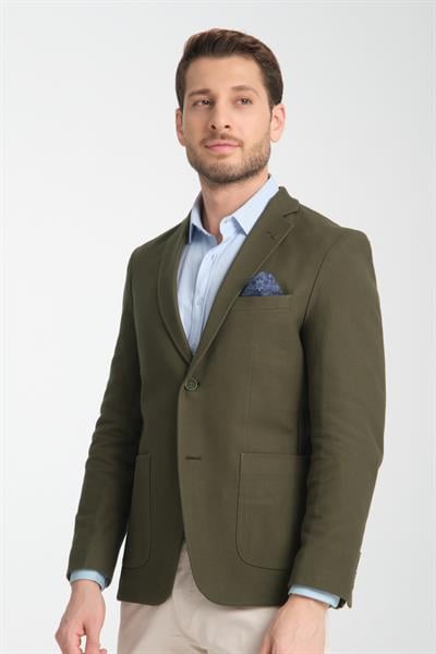 Modern Erkek Blazer Mono Yaka Esneyen Astarsız Ceket