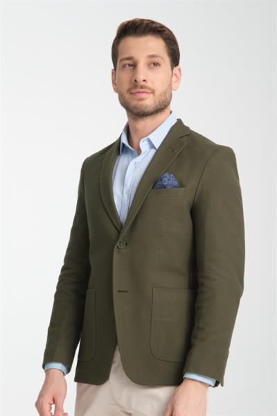 Modern Erkek Blazer Mono Yaka Esneyen Astarsız Ceket
