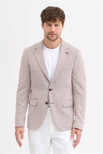 Moreto Erkek Bordo Pamuk Karışımlı Esnek Kumaşlı Armürlü Mono Yaka Spor Slim Fit Blazer Ceket