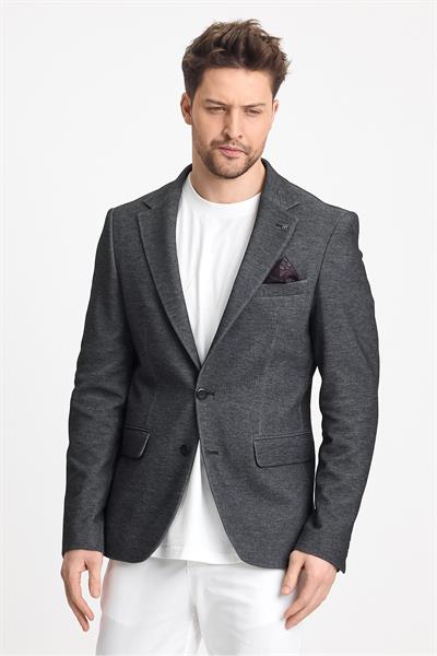 Müller Erkek Siyah Kot Görünümlü Pamuklu Likralı Esneyen Kumaşlı Spor Blazer Ceket