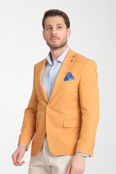 Nipoye Erkek Açık Kiremit Tam Astarlı Mono Yaka Slim Fit Spor Blazer Ceket