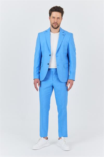 Nipoye Erkek Mavi 2li Slim Fit Takım Elbise