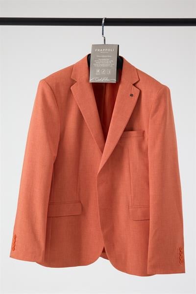 Nipoye Erkek Turuncu Poliviskon Kumaşlı Tam Astar Mono Yaka Slim Fit Spor Blazer Ceket
