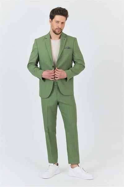 Nipoye Erkek Yeşil 2li Slim Fit Takım Elbise