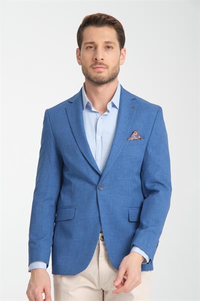 Nipoyee Erkek Koyu Mavi Battal Büyük Beden Astarlı Düğmeli Basic Spor Blazer Ceket