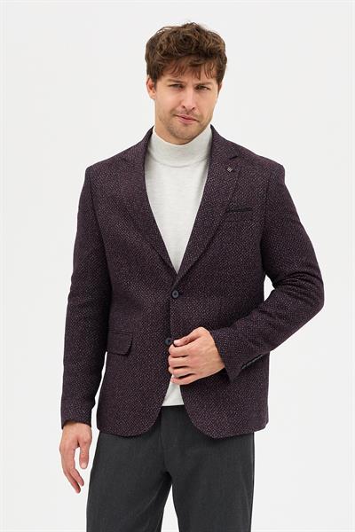 Nonni Erkek Bordo Slim Fit Dar Kesim Mono Yaka Casual Blazer Ceket
