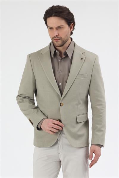 Pacune Erkek Bej Pamuk Karışımlı Slim Fit Likralı Esnek Spor Blazer Ceket