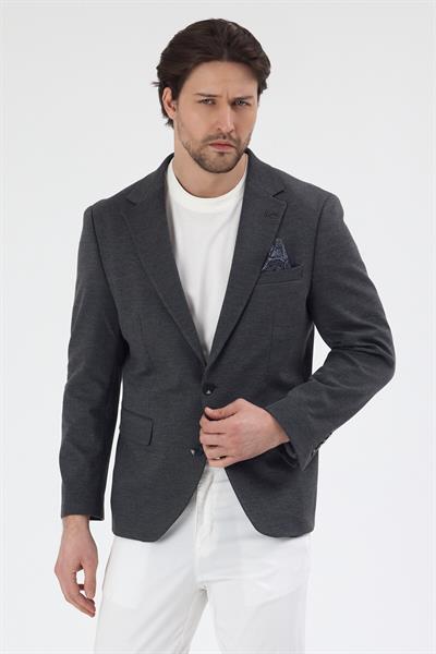 Pacune Erkek Füme Pamuk Karışımlı Slim Fit Likralı Esnek Spor Blazer Ceket
