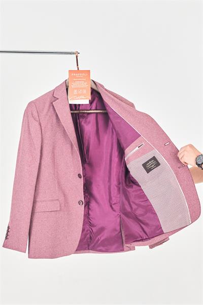 Picardi Erkek Bordo Dokulu Kumaş Mono Yaka Slim Fit Spor Blazer Ceket (Büyük Beden-Battal)