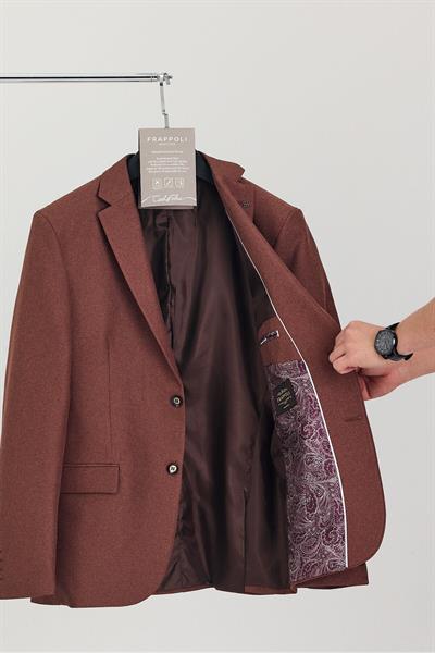 Picardi Erkek Dark Vizon Dokulu Kumaş Mono Yaka Slim Fit Spor Blazer Ceket (Büyük Beden-Battal)