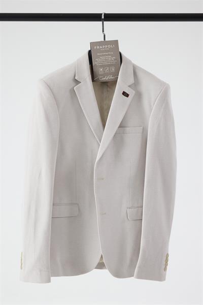 Poçena Erkek Bej Esnek Kumaş Slim Fit Spor Blazer Ceket (Büyük Beden - Battal)
