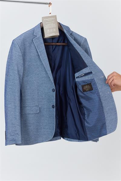 Poçena Erkek Lacivert Esnek Kumaş Slim Fit Spor Blazer Ceket (Büyük Beden - Battal)