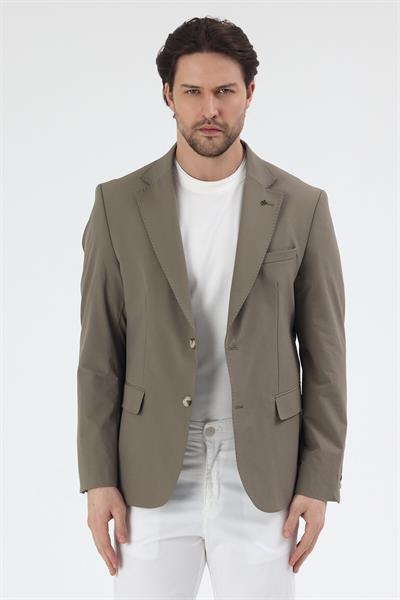 Polli Erkek Vizon Polyamid-Teknik Esnek Yazlık Serin Tutan Yarım Astarlı Slim Fit Spor Blazer Ceket