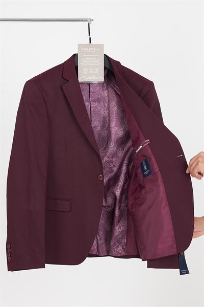 Poly Erkek Bordo Likralı Pamuklu Slim Fit Spor Blazer Ceket (Büyük Beden - Battal)