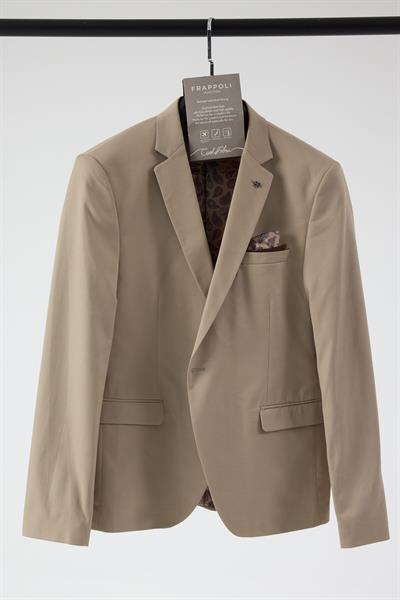 Poly Erkek Krem Likralı Pamuklu Slim Fit Spor Blazer Ceket (Büyük Beden - Battal)