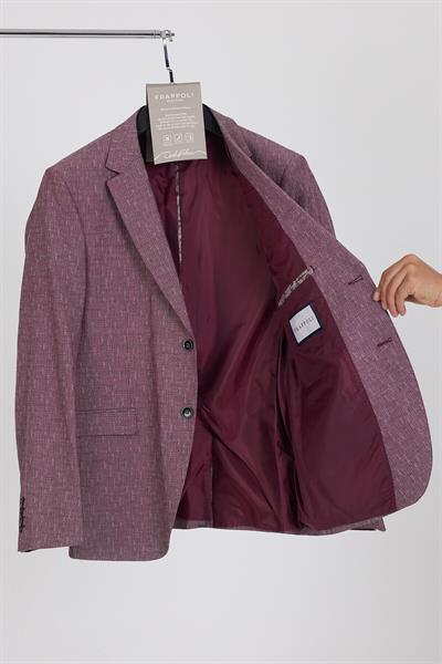Restore Erkek Bordo Likralı Pamuklu Slim Fit Spor Blazer Ceket (Büyük Beden - Battal)