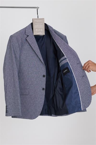 Restore Erkek Koyu Lacivert-Gri Likralı Pamuklu Slim Fit Spor Blazer Ceket (Büyük Beden - Battal)