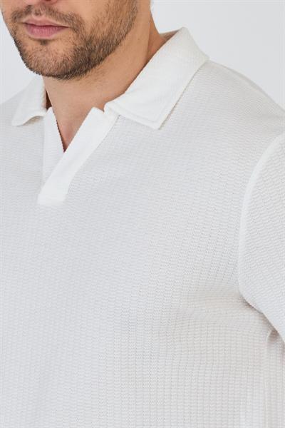 Rico Erkek Ekru Pamuk Karışımlı Polo Yaka T-shirt