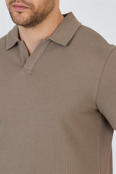 Rico Erkek Vizon Pamuk Karışımlı Polo Yaka T-shirt