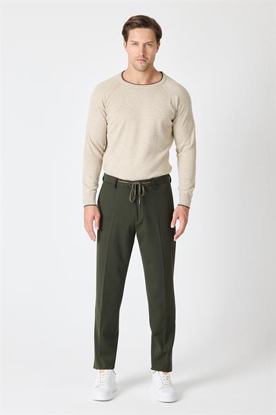 Rollex Erkek Haki 4 Mevsim Giyilebilir Likralı Bağcıklı Jogger Pantolon