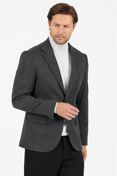 Rollex Erkek Orta Gri Likralı Kumaşlı 2026 Kış Spor Blazer Ceket