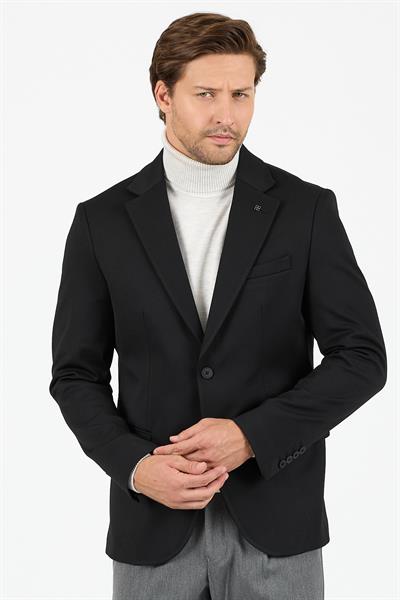 Rollex Erkek Siyah Likralı Kumaşlı 2026 Kış Spor Blazer Ceket