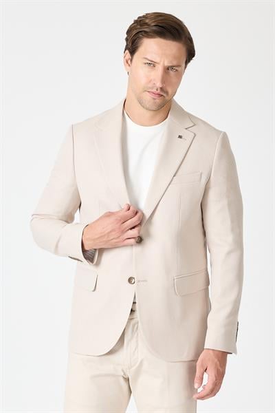 Rombes Erkek Bej Petek Dokulu Spor Blazer Ceket