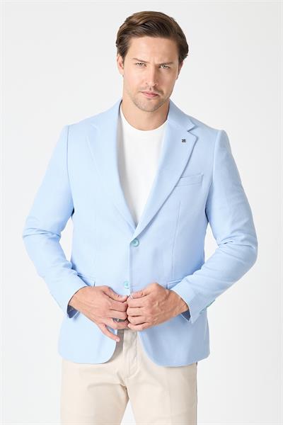 Rombes Erkek Mavi Petek Dokulu Spor Blazer Ceket