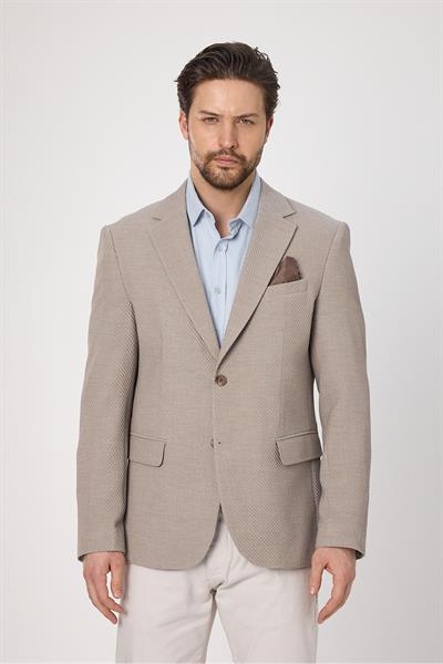 Sandeo Erkek Smoke Diagonel Desenli Esneyen Kumaş Likralı Blazer Ceket