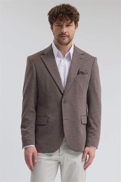 Savue Erkek Kahve Pamuk Karışımlı Likralı Esneyen Kumaşlı Spor Blazer Ceket