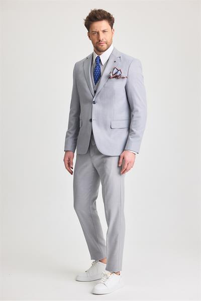 Serardo Erkek Buz Slim Fit Ceket Pantolon Yelek Takım Elbise