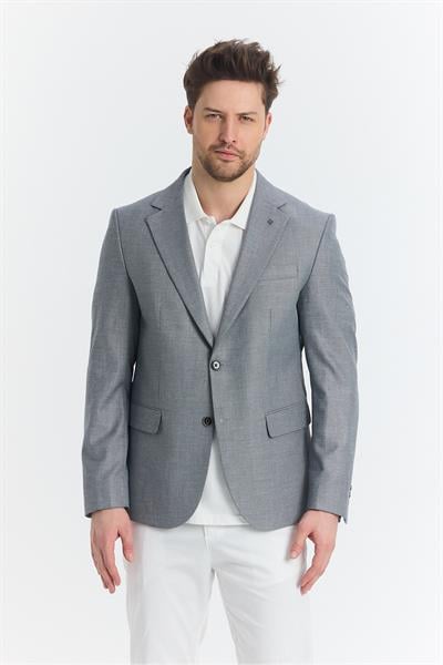 Serardo Erkek Siyah Yarım Astarlı Kapak Cepli İlkbahar-Yaz Spor Blazer Ceket