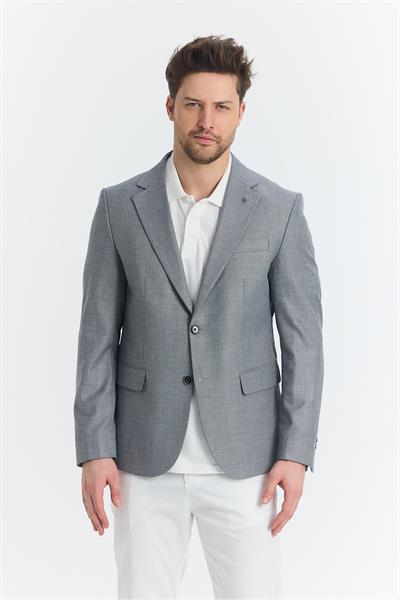 Serardo Erkek Siyah Yarım Astarlı Kapak Cepli İlkbahar-Yaz Spor Blazer Ceket