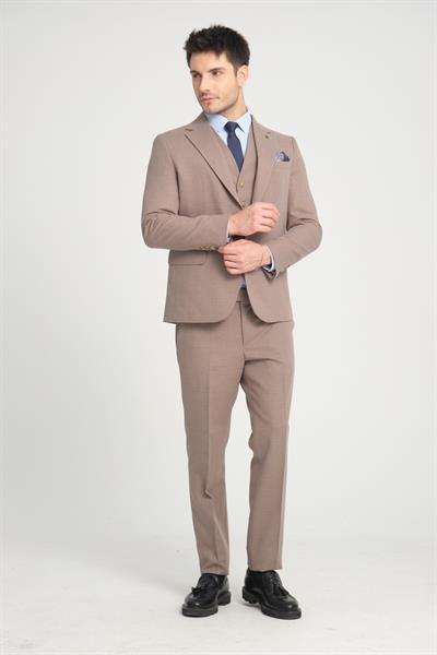 Slim Fit Erkek Düz Mono Yaka Çift Yırtmaçlı Astarlı Takim Elbise