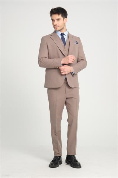 Slim Fit Erkek Düz Mono Yaka Çift Yırtmaçlı Astarlı Takim Elbise