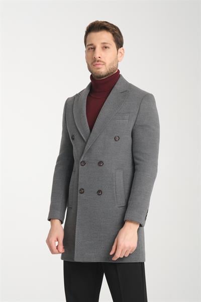 Slim fit Erkek Kalın Kruvaze Kaban-palto
