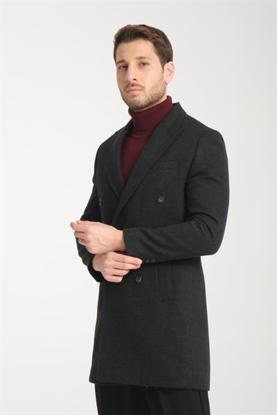Slim fit Erkek Kalın Kruvaze Kaban-palto